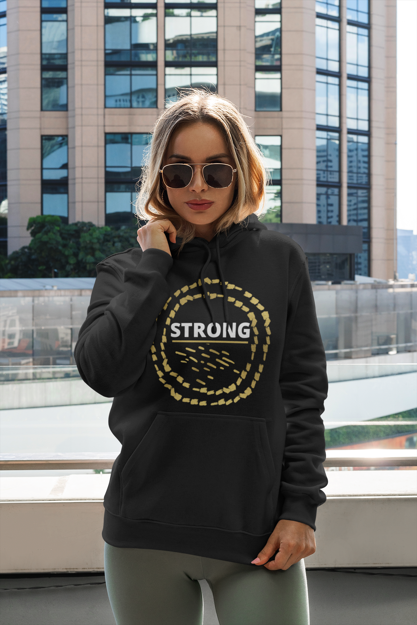 THE STRONG WOMAN- HOODIE - WHITE & GOLD DESIGN